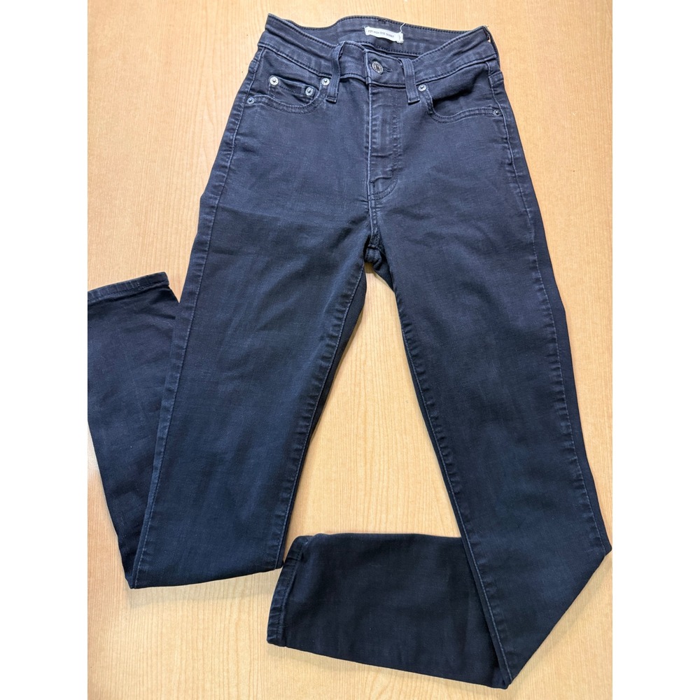 Levis 721 High Rise Skinny Jeans Womens 26 Faded Black WaterLess Stretch Denim